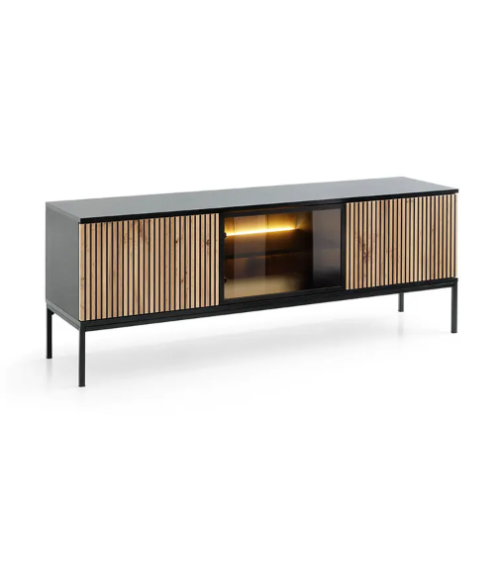 Ensemble meuble TV SENTO couleur Chêne Wotan / Noir